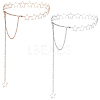 2Pcs 2 Colors Hollow Out Alloy Star Link Chain Waist Belly Chains for Women AJEW-UN0002-88-1