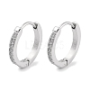 304 Stainless Steel Micro Pave Clear Cubic Zirconia Huggie Hoop Earrings EJEW-C096-01F-P-1