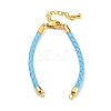 Leather Braided Cord Link Bracelets MAK-K022-01G-01-1