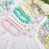 140Pcs 7 Colors Spray Painted Wood European Beads WOOD-GL0001-18-4