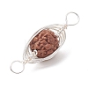 Natural Rudraksha Copper Wire Wrapped Connector Charms PALLOY-JF02067-02-3