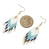 304 Stainless Steel Glass Seed Beads Arrow Dangle Earrings EJEW-MZ00554-01-4