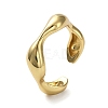 Rack Plating Brass Twist Wave Open Cuff Rings for Women RJEW-Q777-08G-1