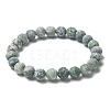 Natural Green Spot Jasper Bead Stretch Bracelets X-BJEW-K212-B-017-4