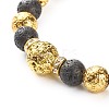 Electroplated Natural Lava Rock Round Beads Essential Oil Anxiety Aromatherapy Bracelets BJEW-JB06923-8