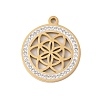 Preserved Fresh Flower 304 Stainless Steel Rhinestone Pendants STAS-S139-01G-03-1