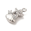 Marine Animal Theme Platinum  Brass Micro Pave Clear Cubic Zirconia Pendants KK-U031-01P-03-2