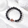 Natural Lava Rock & Synthetic Turquoise Beads Stretch Bracelets for Men Women BJEW-JB12226-02-1