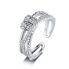 Brass Micro Pave Clear Cubic Zirconia Rotating Cuff Rings FS-WG95F24-01-1