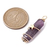 3Pcs 3 Styles Natural Amethyst Copper Wire Wrapped Pointed Pendants PALLOY-JF02460-02-3