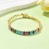 Oval Brass Micro Pave Cubic Zirconia Cuff Bangles & Rings Sets for Women SJEW-R002-06G-07-3