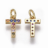Brass Micro Pave Cubic Zirconia Charms ZIRC-L070-38T-G-2