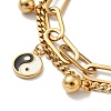 Resin Yin Yang and Round Ball Charm Multi-strand Bracelet BJEW-G639-31G-2
