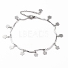 304 Stainless Steel Flower Charm Anklets AJEW-AN00367-1