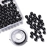 100Pcs 8mm Natural Black Stone Round Beads DIY-LS0002-15-1