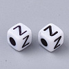White Opaque Acrylic Beads X-MACR-R869-02Z-2