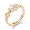Brass Micro Pave Clear Cubic Zirconia Adjustable Rings RJEW-A002-06G-3