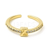 Clear Cubic Zirconia Initial Letter Open Cuff Ring RJEW-H120-09G-Z-2