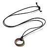 Natural Mixed Stone Ring Pendant Necklace with Waxed Cords NJEW-R262-01A-3