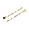 Ion Plating(IP) 316 Surgical Stainless Steel Curb Chain Extender with Natural  Tiger Eye Round Charm STAS-A097-01G-01-2