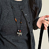 Alloy & Wood Horse Pendant Adjustable Waxed Cord Long Necklaces for Women WGBF527-01-4