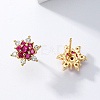 Brass Micro Pave Cubic Zirconia Stud Earrings for Women SS9971-3