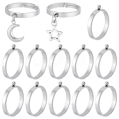 24Pcs 304 Stainless Steel Finger Ring Settings STAS-BBC0010-09A-1
