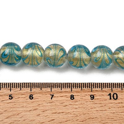 Gold Sand Lampwork Beads Strands LAMP-P071-12mm-06-1