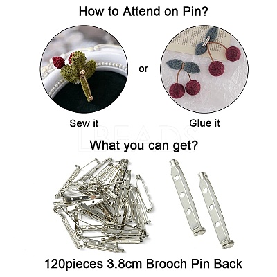 120Pcs Iron Brooch Findings IFIN-YW0003-50-1