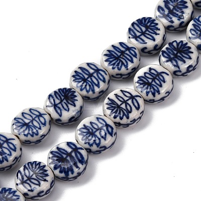 Handmade Blue and White Porcelain Beads Strands PORC-I027-15A-1