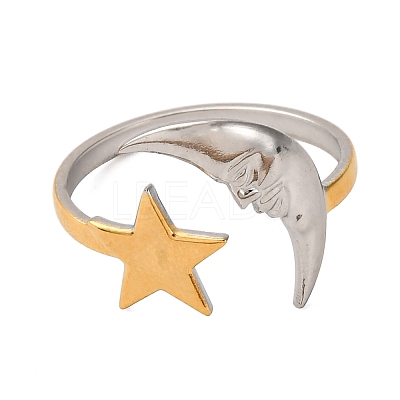 304 Stainless Steel Double Color Cuff Rings RJEW-S635-01GP-V-1