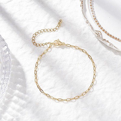 304 Stainless Steel Paperclip Chain Bracelets for Women BJEW-JB12534-1