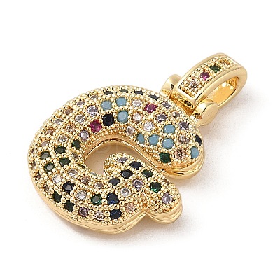Brass Micro Pave Cubic Zirconia Pendants ZIRC-P121-01G-G-1