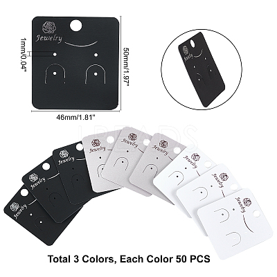 150 Pcs 3 Colors PVC Earring Card Holder for Earring Display CDIS-CA0001-07-1