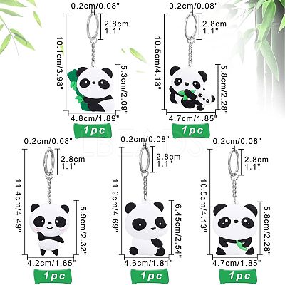 5Pcs 5 Style Silicone Panda Keychain KEYC-NB0001-19-1