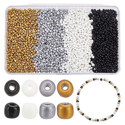 8 Sets 4 Colors Opaque Baking Paint Glass Beads DGLA-WR0001-01-1