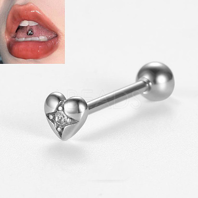 316L Surgical Stainless Steel Micro Pave Clear Cubic Zirconia Tongue Rings FS-WG6EDE0-02-1