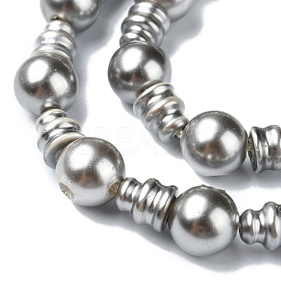 Shell Pearl 3-Hole Guru Beads Strands G-K149-53B-1