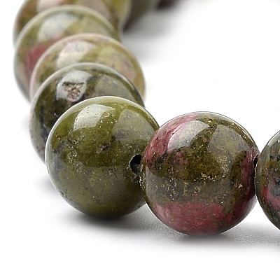 Natural Unakite Beads Strands G-S259-14-10mm-1