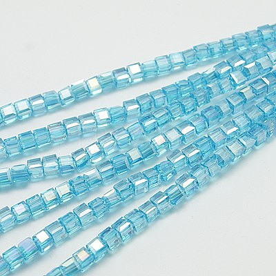 Electroplate Glass Beads Strands EGLA-D018-8x8mm-41-1