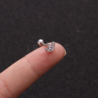 316L Surgical Stainless Steel Micro Pave Clear Cubic Zirconia Crown Cartilage Earrings WG9CD6D-16-1