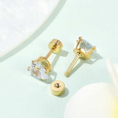 Heart Glass Ear Fake Plugs EJEW-H105-25G-D-1