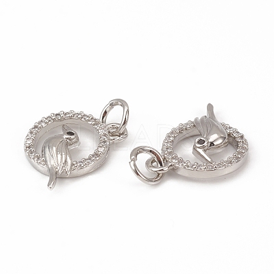 Brass Micro Pave Cubic Zirconia Bird Charms KK-E068-VB315-1