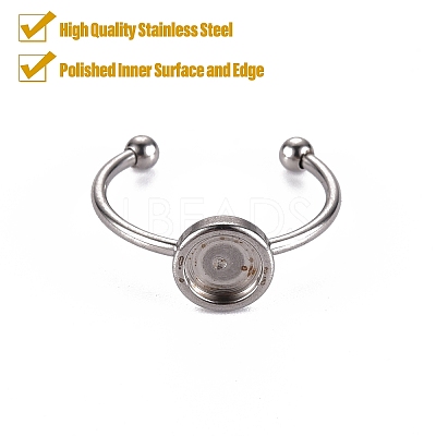 Tarnish Resistant 201 Stainless Steel Cuff Pad Ring Settings STAS-S080-042B-P-1