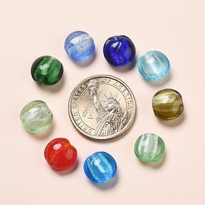 Handmade Silver Foil Glass Beads X-SLF12MMY-1-1