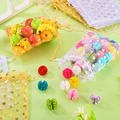 16Pcs 2 Colors Hot Stamping Polka Dot Organza Jewelry Drawstring Bags ABAG-TADJ0001-06D-1