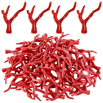 70Pcs Opaque Acrylic Imitation Coral Beads SACR-SC0001-64-1