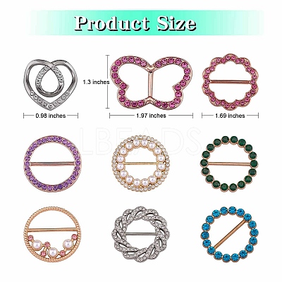 9Pcs 9 Style Alloy Rhinestone Buckles DIY-SZ0008-58-1