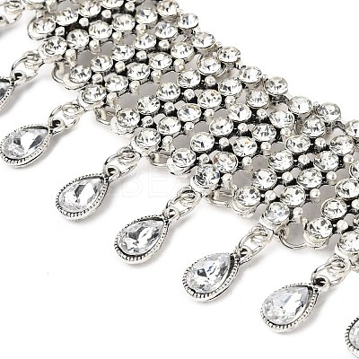 Alloy Full Crystal Rhinestone Teardrop Tassel Choker Necklaces for Women FS-WGE797D-02-1