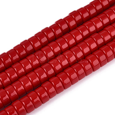 Opaque Solid Color Glass Beads Strands X-GLAA-N026-4x8mm-06-1